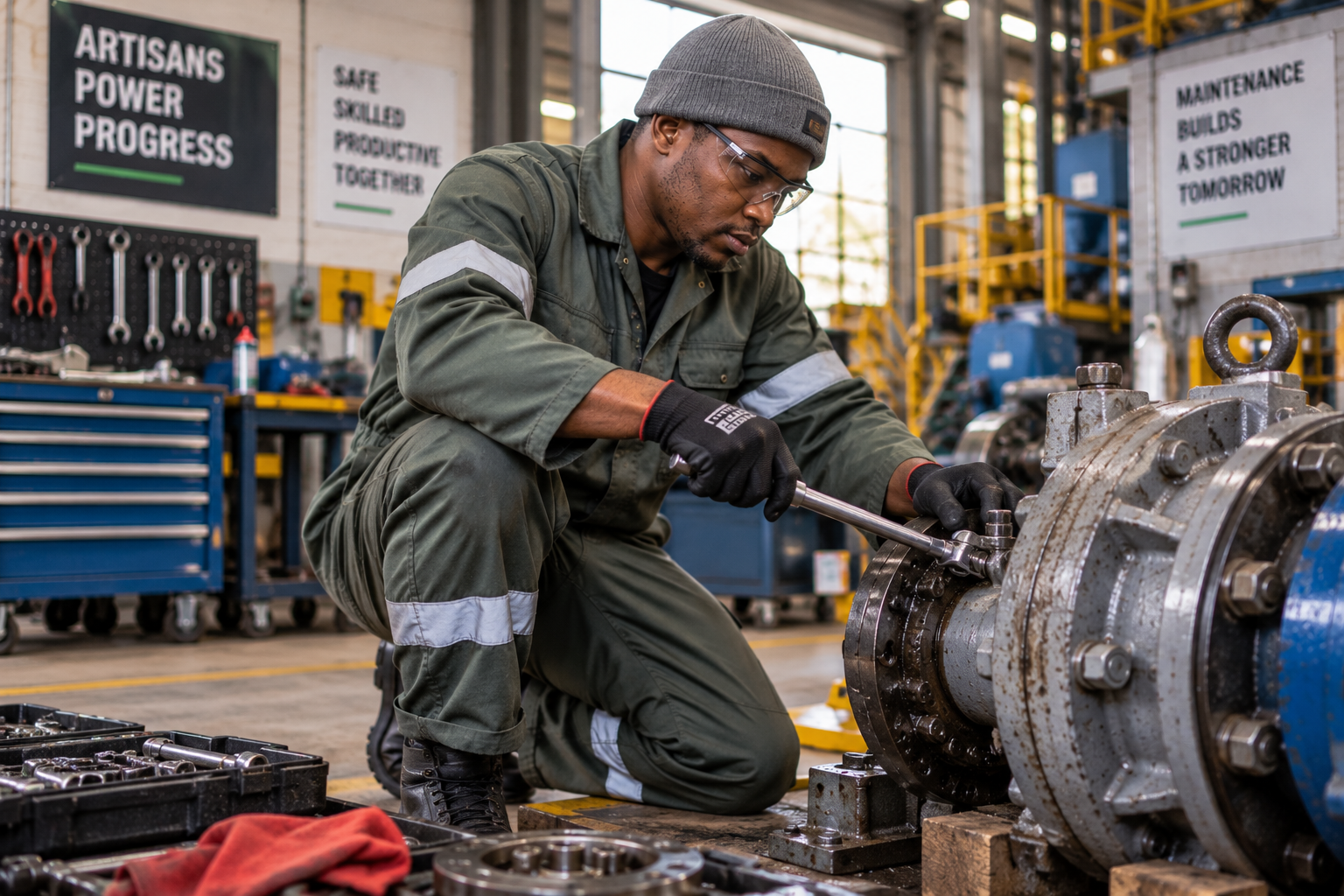 Artisan fitter performing industrial maintenance